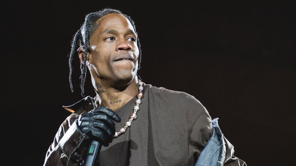 Travis Scott Looks Emotionlessly Onward During Concert