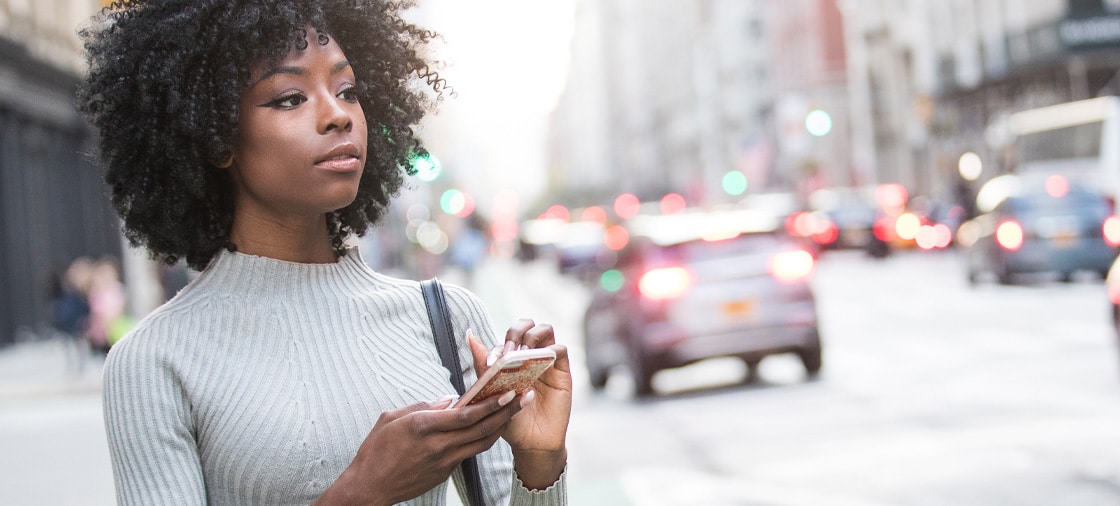 Lady waiting for a lyft