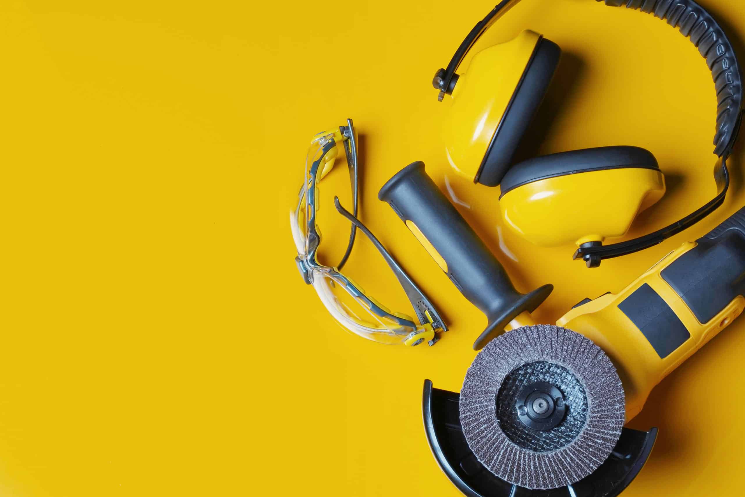 construction equipment on yellow background