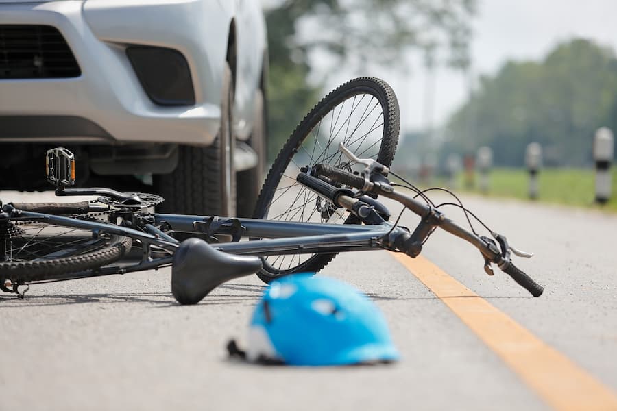 Bike hit by a car 